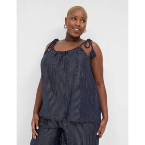 Lane Bryant Swing Lurex Gauze Tie-Strap Scoop Neck Tank Size 28. NEW